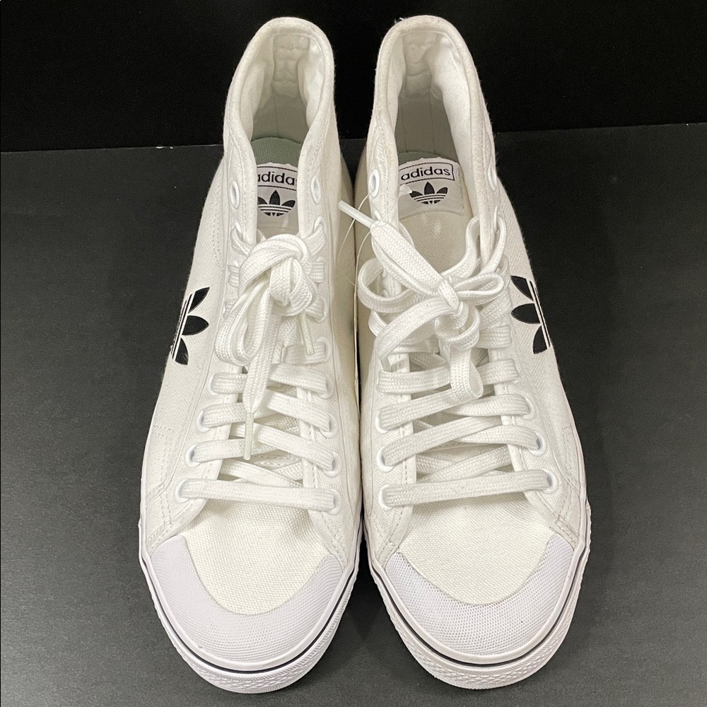 Adidas White Canvas High-Tops with Black Logo